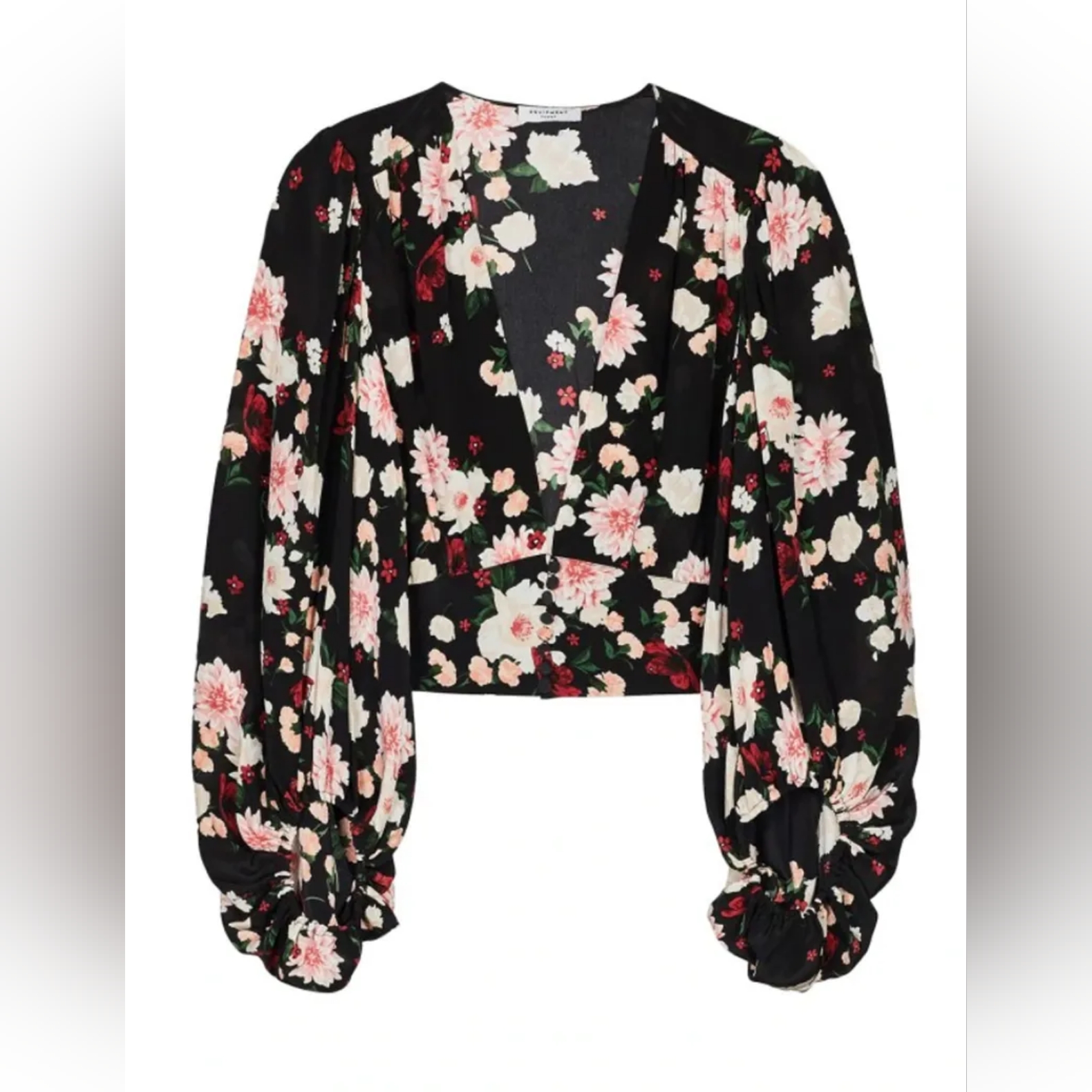 Equipment Sola Silk Floral Print Crop Blouse Size M